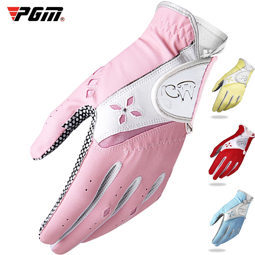 2pcs PGM Women Golf Gloves Top Soft Breathable PU Leather Golf with Non-Slip Particle Outdoor Sports Wholesale Golf Accessories - KiwisLove