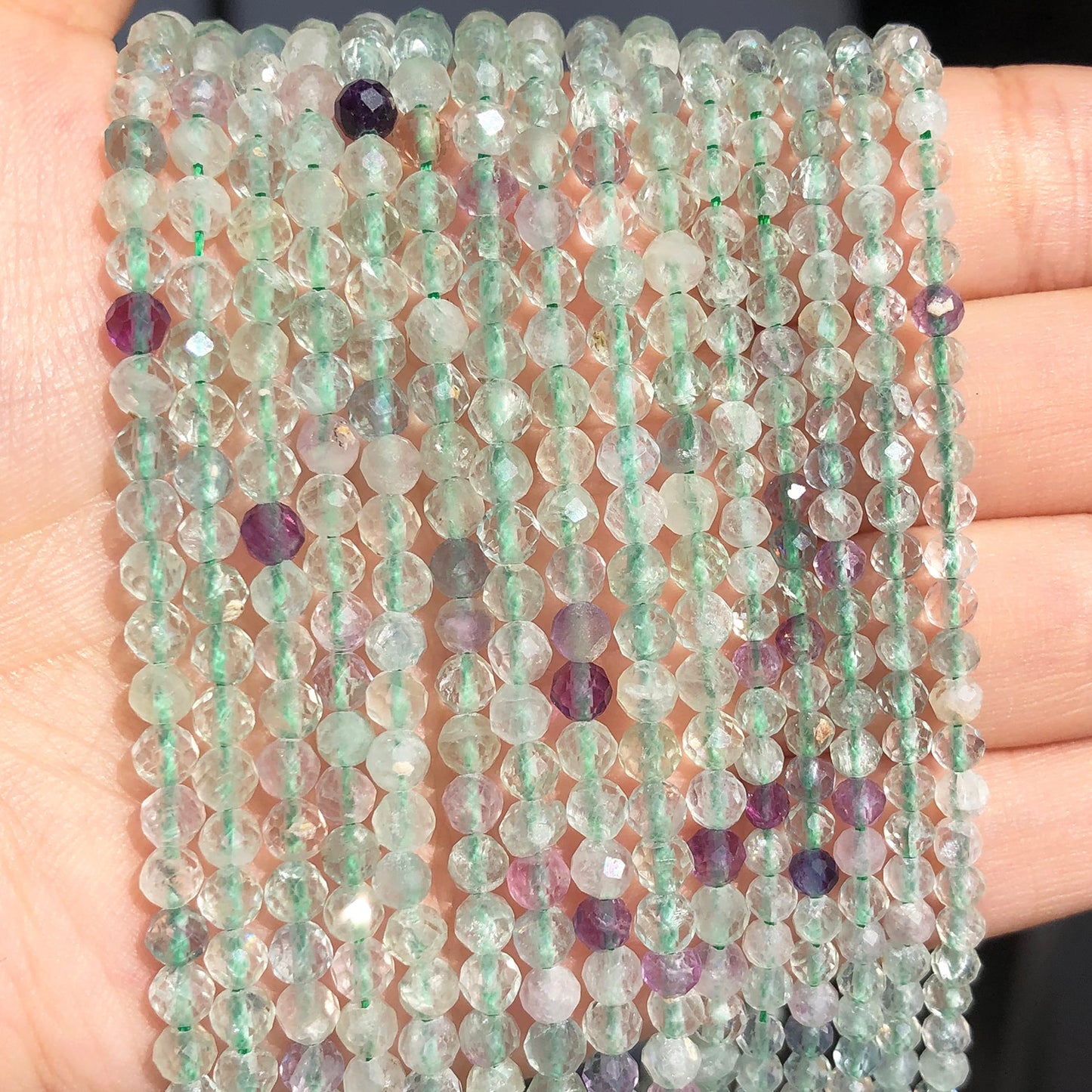 Natural Faceted Stone Beads Colorful Fluorite Quartz Gem Loose Spacer Beads for Jewelry DIY Making Bracelet Earrings Accessories - KiwisLove