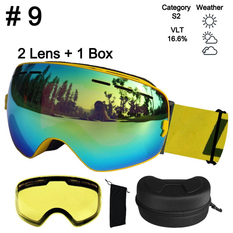 LOCLE Anti-fog Ski Goggles UV400 Ski Glasses Double Layers Skiing Snowboard - KiwisLove