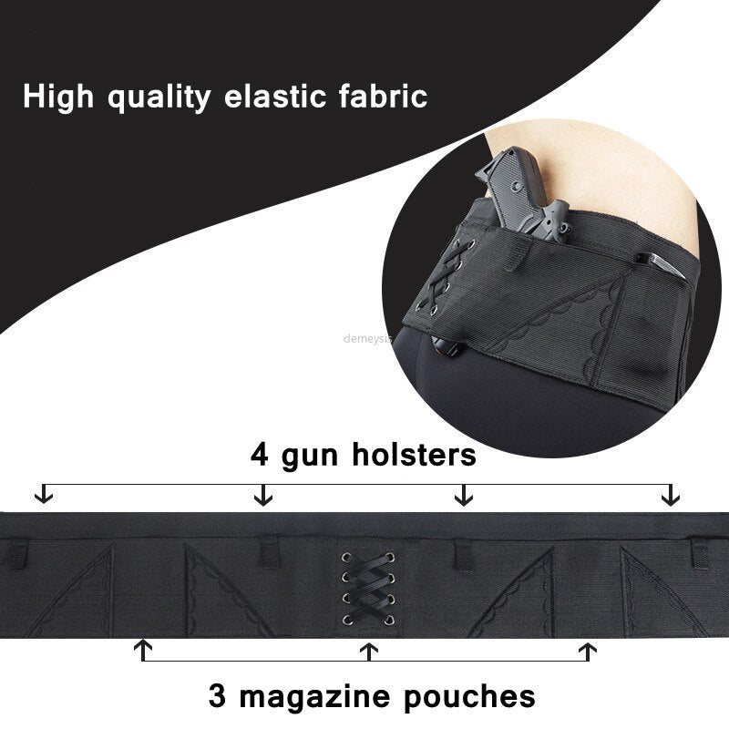 CZ 75 M9 1911 PX4 G2C Glock Tactical Belly Band Holster Concealed Carry Universal Pistol Gun Pouch Invisible Elastic Girdle Belt - KiwisLove