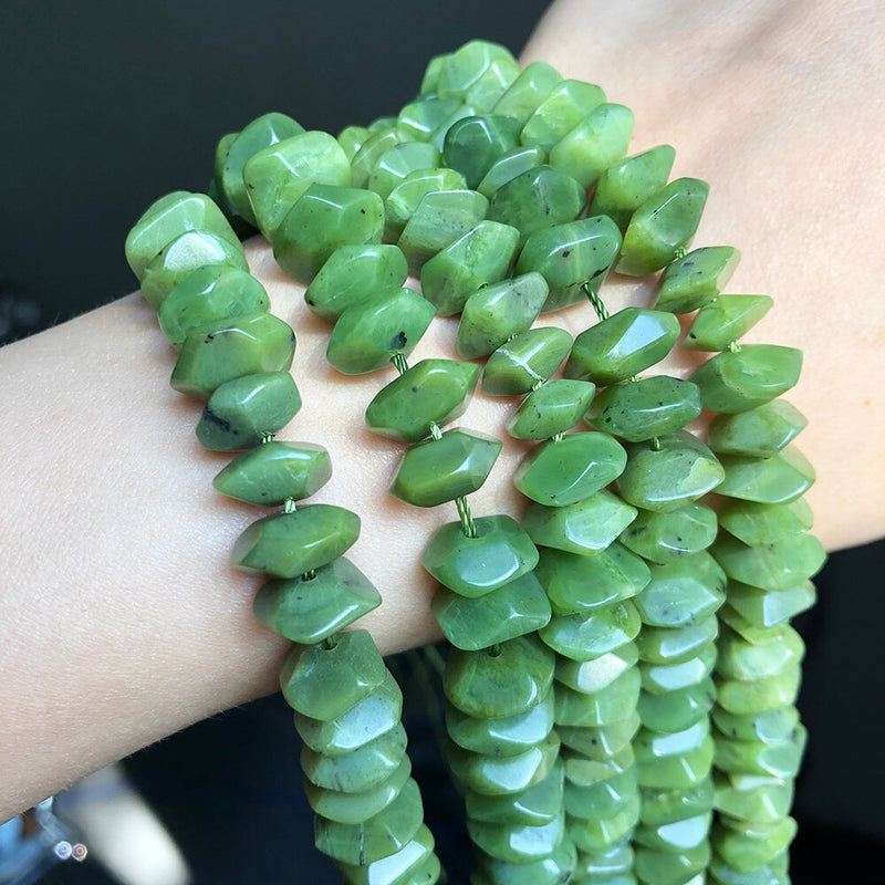 Natural Irregular Canadian Jades Stone Special Cut Genuine Loose Spacer Beads For Jewelry DIY Making Bracelet Accessories 7.5&#39;&#39;
