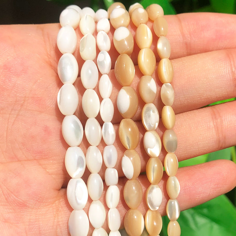 Natural Mother Of Pearl Mop Shell Beads Rice Shape Loose Spacer Beads for Jewelry Making DIY Bracelet Ear Studs Accessories - KiwisLove