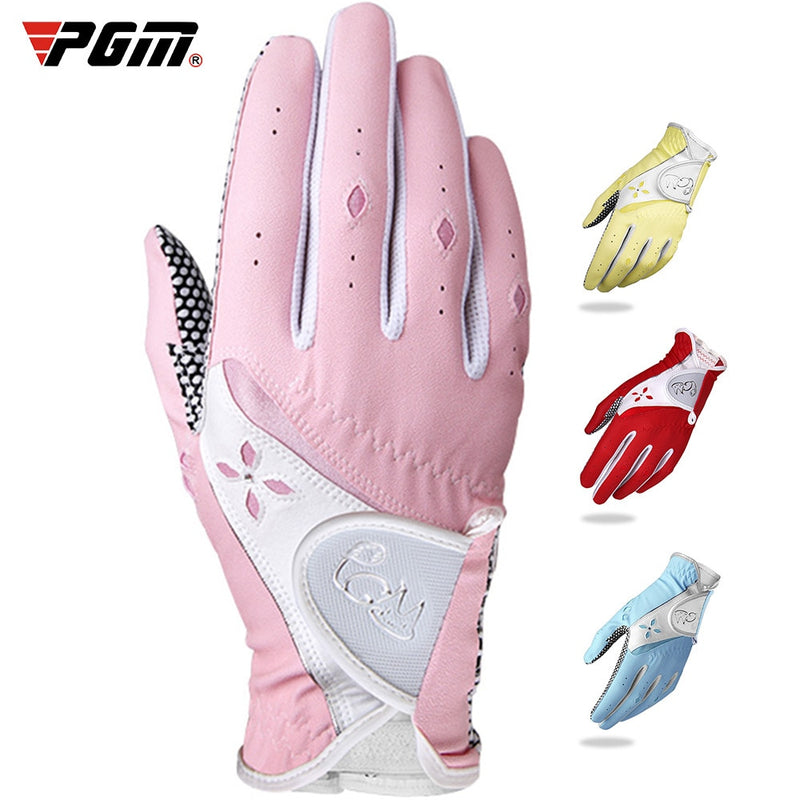 2pcs PGM Women Golf Gloves Top Soft Breathable PU Leather Golf with Non-Slip Particle Outdoor Sports Wholesale Golf Accessories - KiwisLove