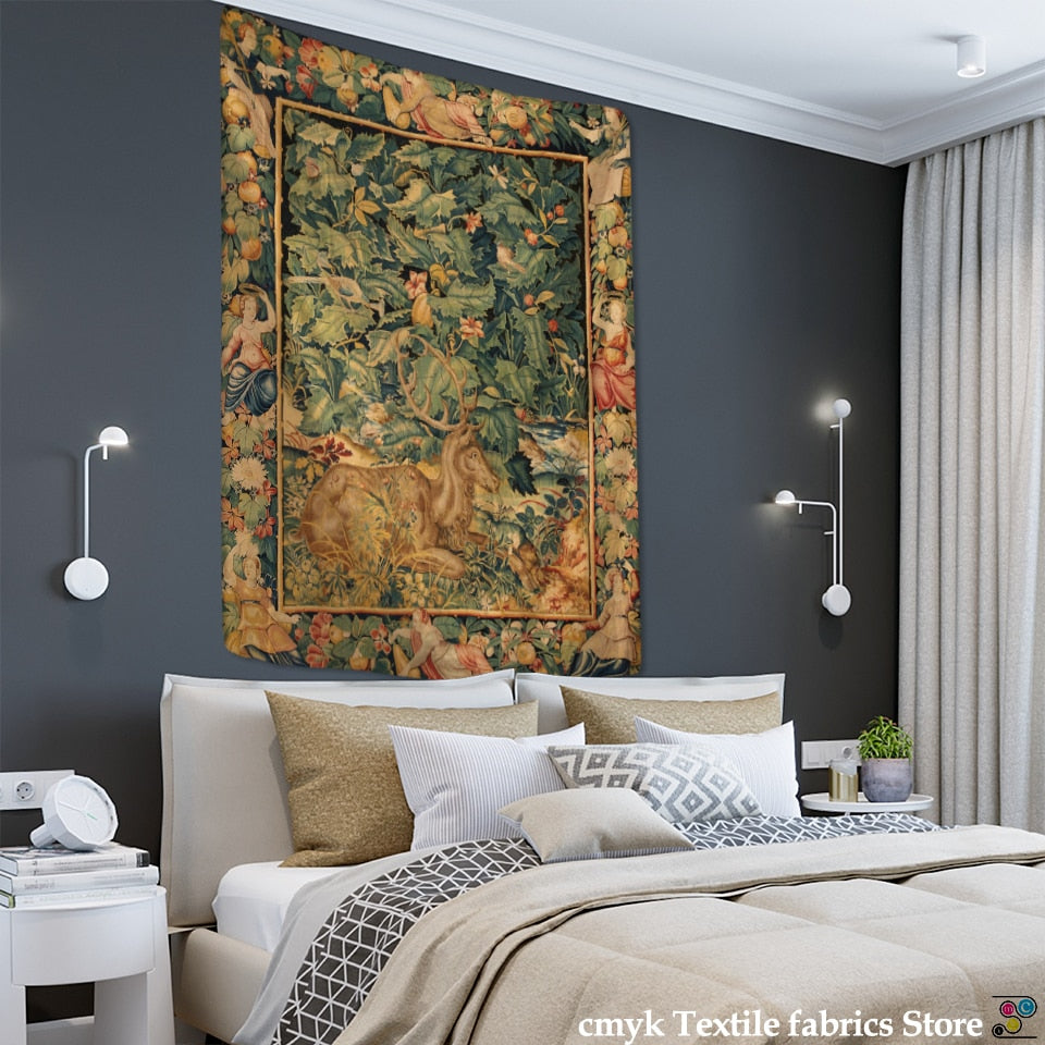 Abstract Floral Tapestry Pumpkin Lamp Night Sky Art Wall Hanging Living Room Bedroom Home Dormitory Decor - KiwisLove