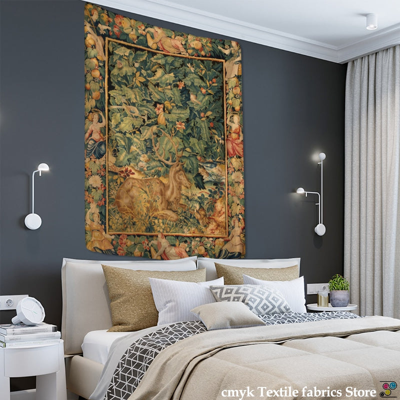 Abstract Floral Tapestry Pumpkin Lamp Night Sky Art Wall Hanging Living Room Bedroom Home Dormitory Decor - KiwisLove