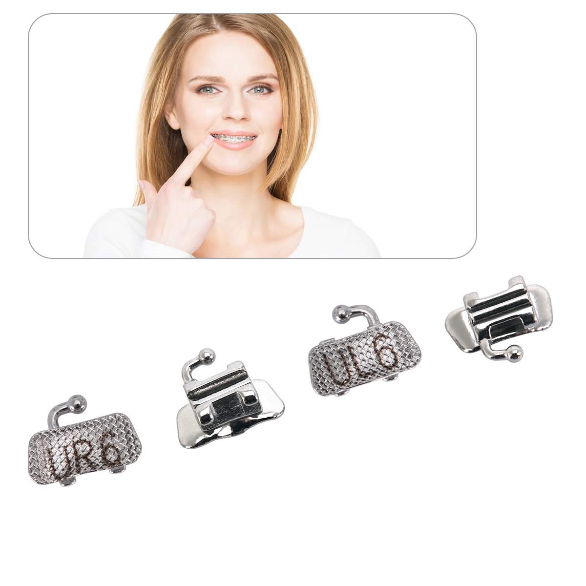 10Pack=40Pcs(4Pcs/Pack) AZDENT Dental 1st Molar Bondable Convertible Single MBT / Roth / Edgewise 0.022 Buccal Tube - KiwisLove