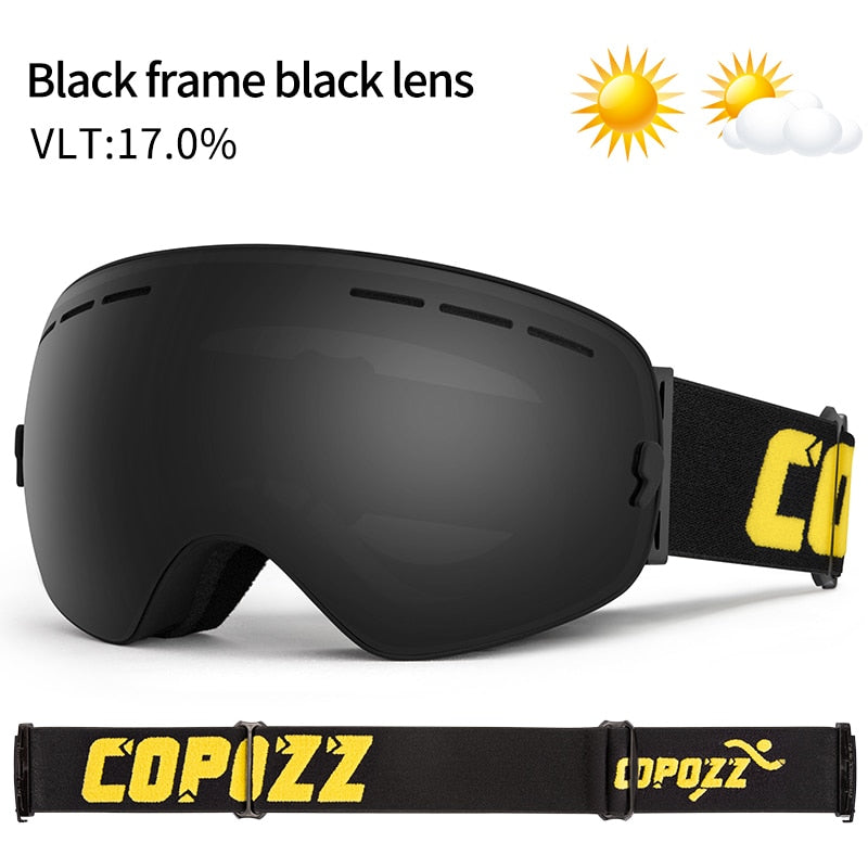 COPOZZ brand ski goggles double layers UV400 anti-fog big ski mask glasses skiing snow men women snowboard goggles GOG-201 Pro - KiwisLove
