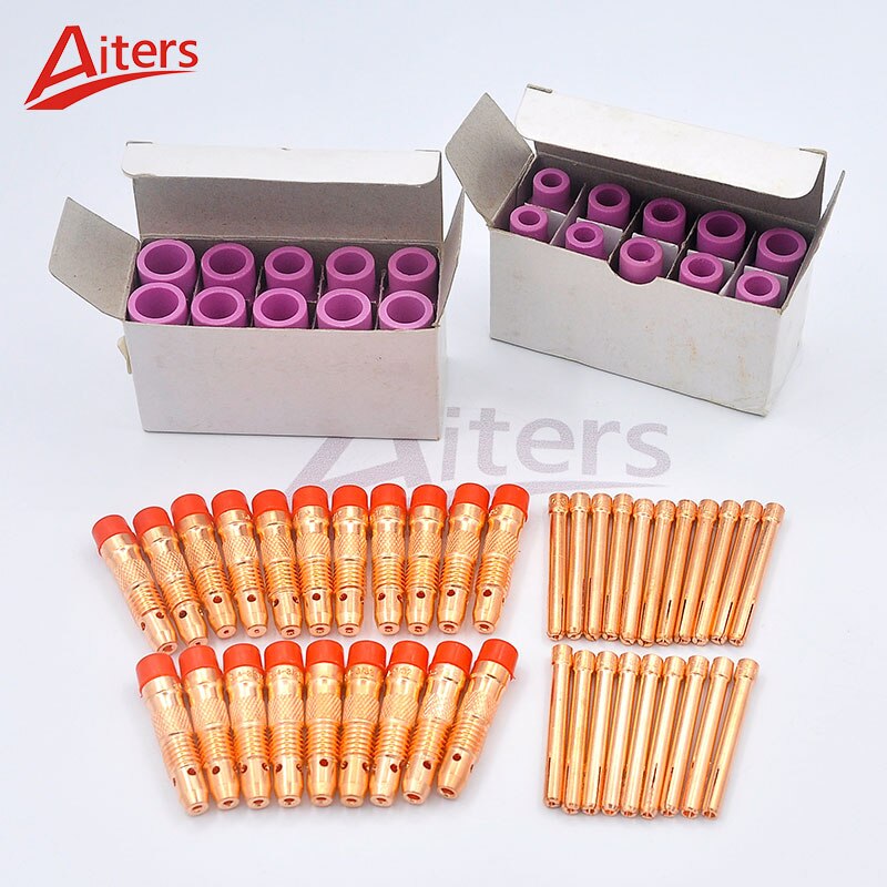 TIG 62PCS for WP17/18/26 kit Alumina Ceramic Nozzle Cup with Collets Back Cap and Collet bodies Welding Accessories - KiwisLove