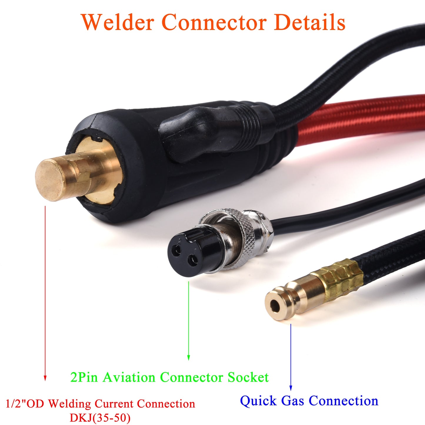 WP26 WP26FV WP26F TIG Welding Torch Gas-Electric Integrated Red Hose 4M 35-50 Euro Connector 13FT Air Cooled - KiwisLove