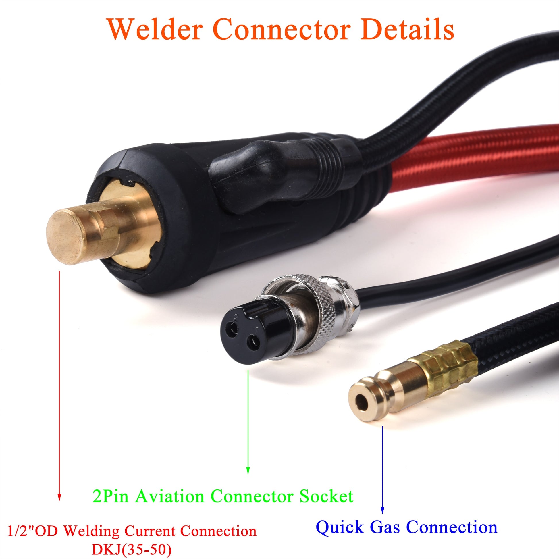 WP26 WP26FV WP26F TIG Welding Torch Gas-Electric Integrated Red Hose 4M 35-50 Euro Connector 13FT Air Cooled - KiwisLove