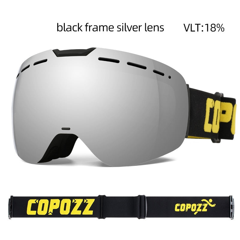COPOZZ Frameless Ski Goggles with Magnetic Lens Skateboard Skiing Anti-fog UV400 Snowboard Goggles Men Women Ski Glasses Eyewear - KiwisLove