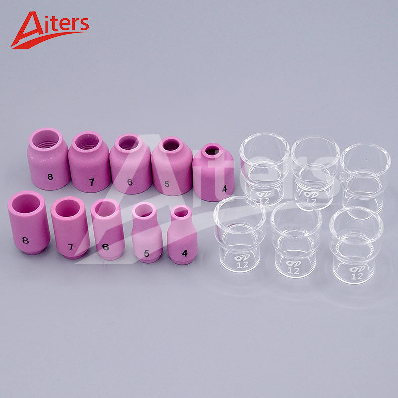 TIG Pyrex Glass Cup 71PCS kit for WP-17/18/26 TIG Welding Accessories Collet Body Ceramic Gas Nozzle and Stubby Gas Lens - KiwisLove