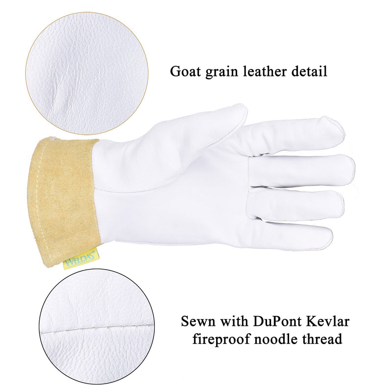 Pair TIG Welding Gloves 25cm(9.84&quot;) Goatskin Palm Cowhide Cuff Soft Sensitive Gloves CE Certificated WELDAS High Quality - KiwisLove