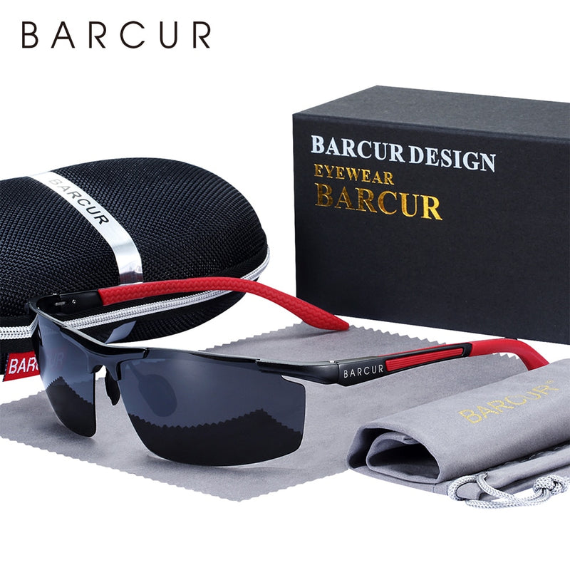 BARCUR Aluminum Magnesium Sports Polarized Sunglasses Men Mirror Sun Glasses Male oculos - KiwisLove