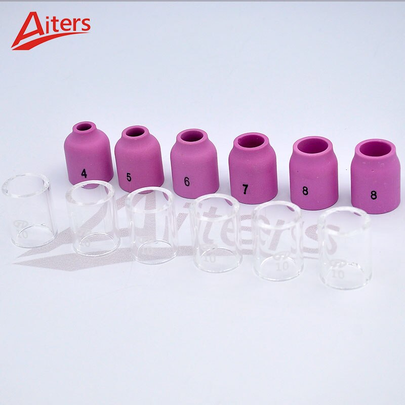 Welding Torch Small Stubby Gas Lens and Pyrex Glass Cup Kit For WP-9/20/25 40PCS Alumina Nozzle Cups TIG Accessories - KiwisLove