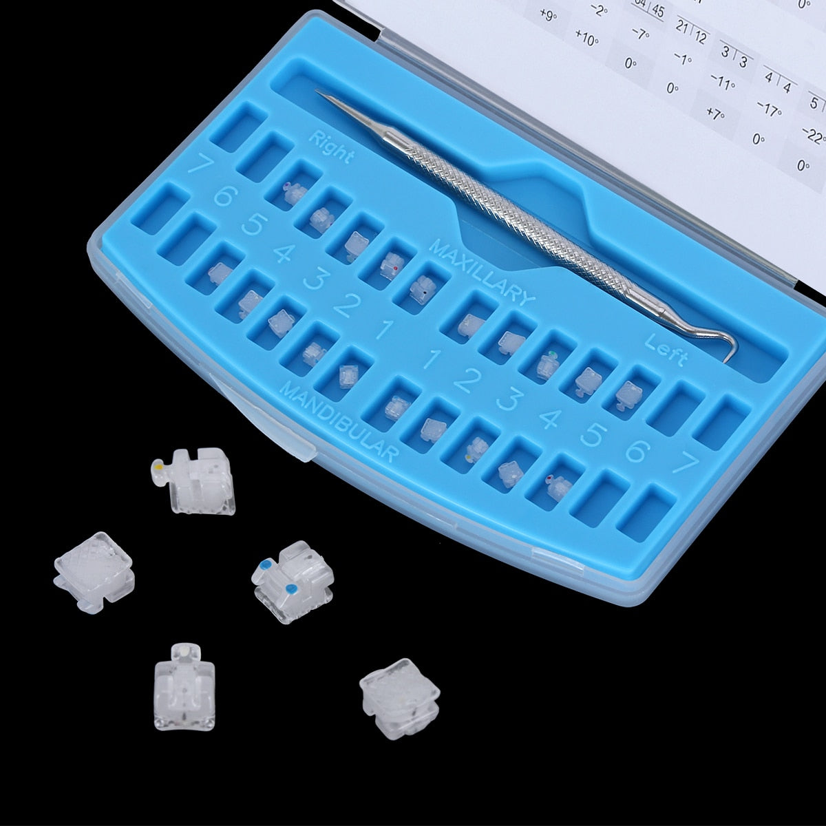 Azdent Dental Self-Ligating Orthodontic Ceramic Bracket SL Clear Roth / MBT 0.022 With Hook 3-4-5 - KiwisLove