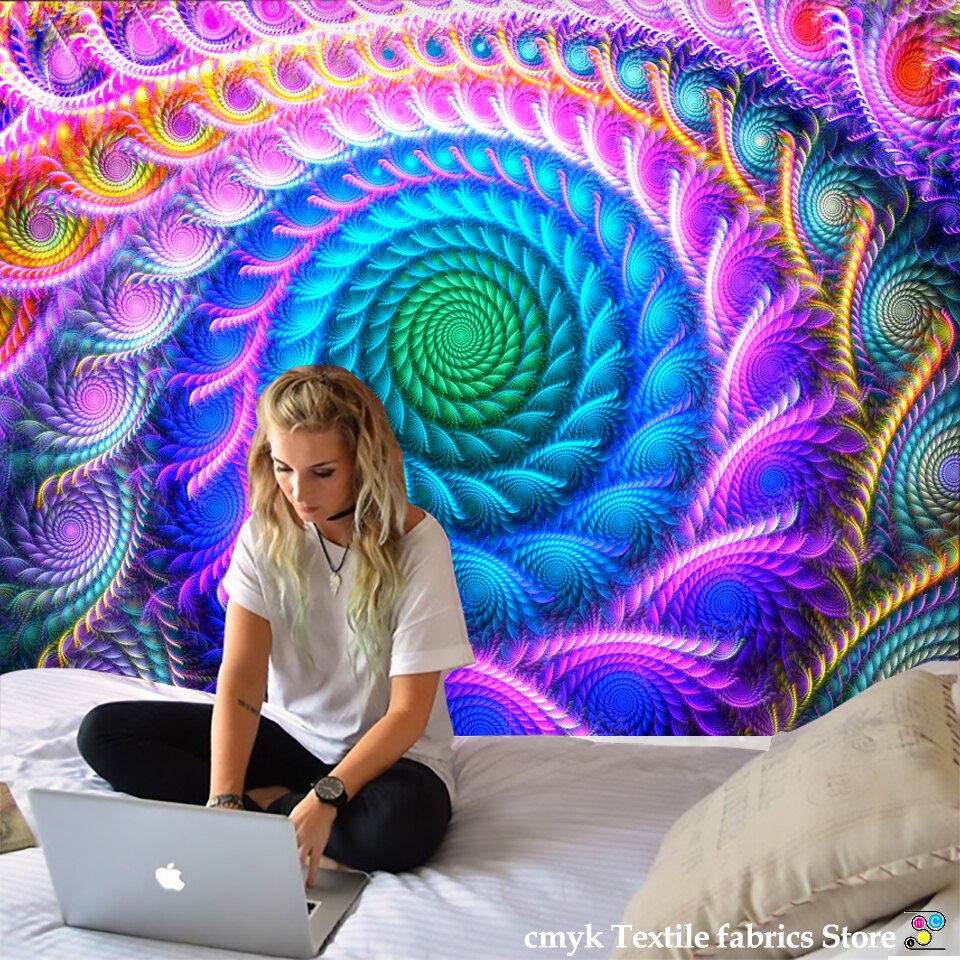 Psychedelic India Mandala Tapestry Wall Hanging Boho Decor Wall Cloth Tapestries Hippie Tapestry Mandala Wall Carpet - KiwisLove