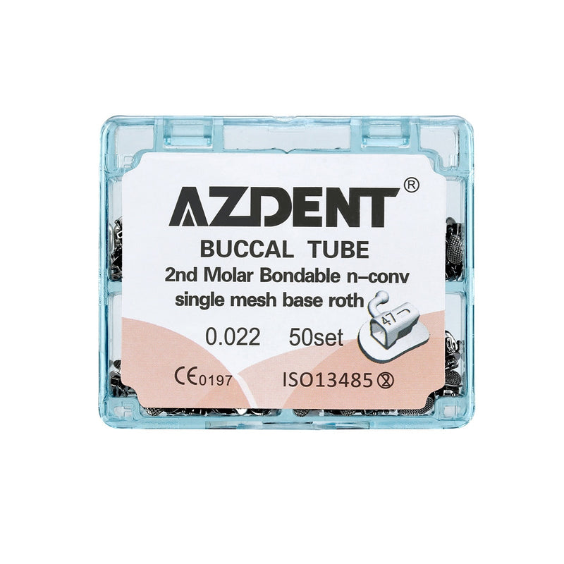 200pcs/Box Azdent Dental Orthodontic Buccal Tube 1st/2nd Molar Bondable N-Convertible Single Mesh Base Roth 0.022 /0.018 - KiwisLove