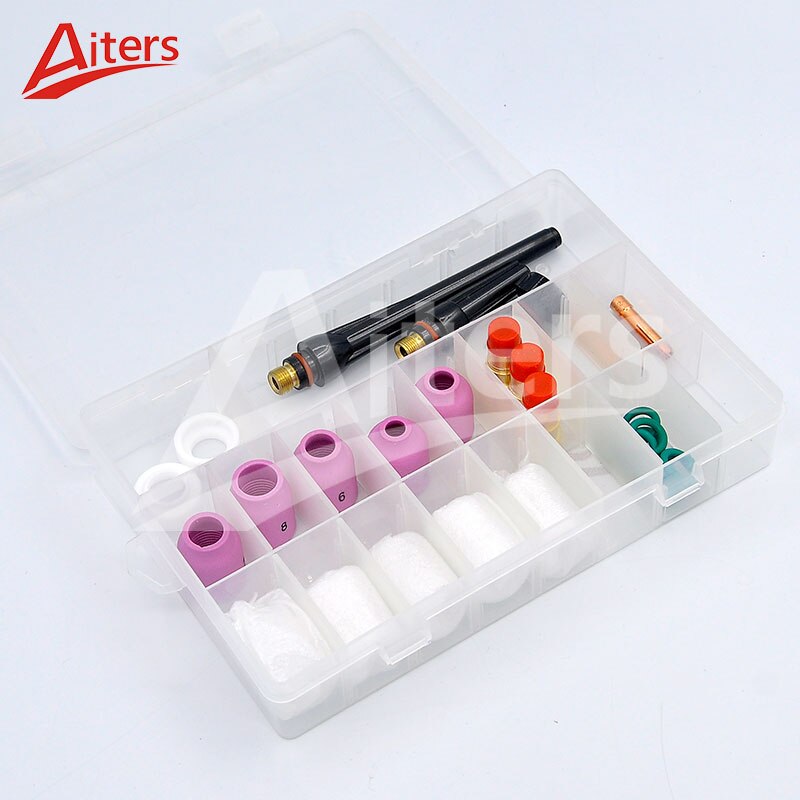 Welding torch kit 31PCS for TIG WP-17/18/26 Accessories Stubby Gas Lens Pyrex Glass Cup and collet Back Cup - KiwisLove