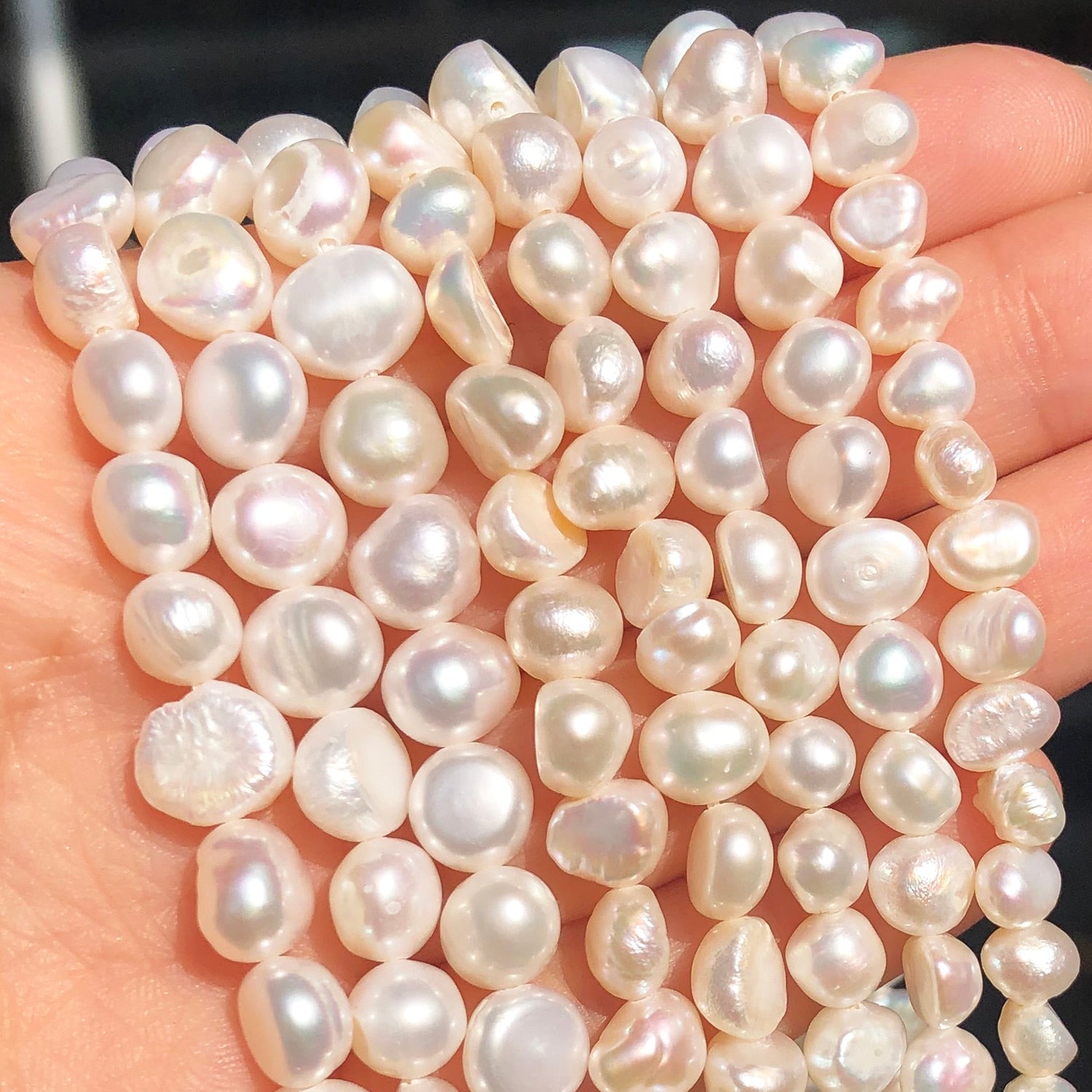 4-8mm Fine Natural Pearl Beads White Freshwater Pearl Punch Beads for DIY Craft Bracelet Necklace Jewelry Making 15&#39;&#39;inches - KiwisLove
