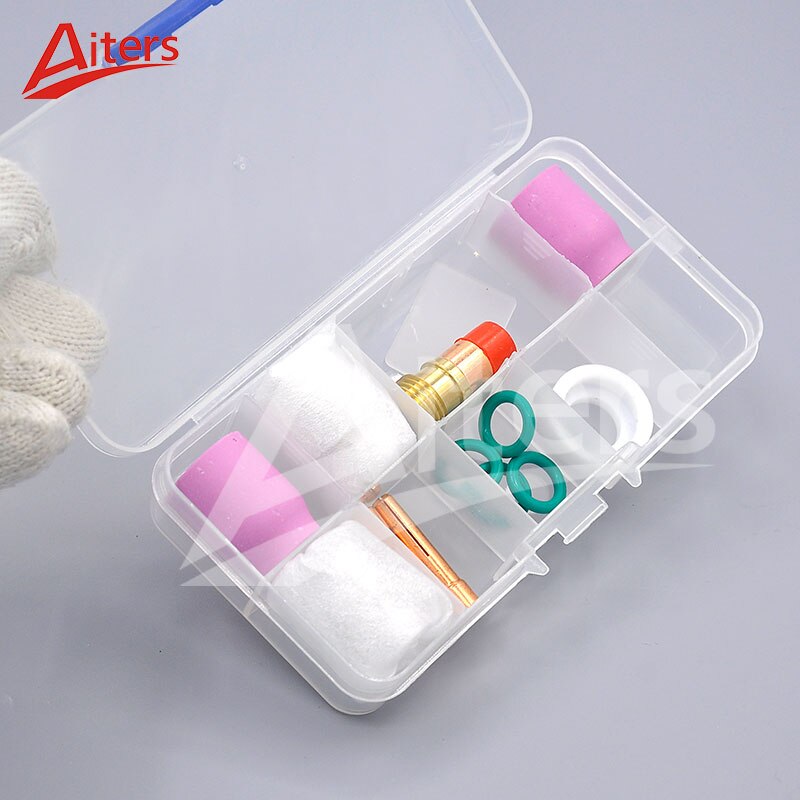 TIG 12PCS Welding Pyrex Glass Cup Kit for WP17/18/26 torch Accessories Collet Body Stubby Gas Lens and Alumina Nozzle Cups - KiwisLove