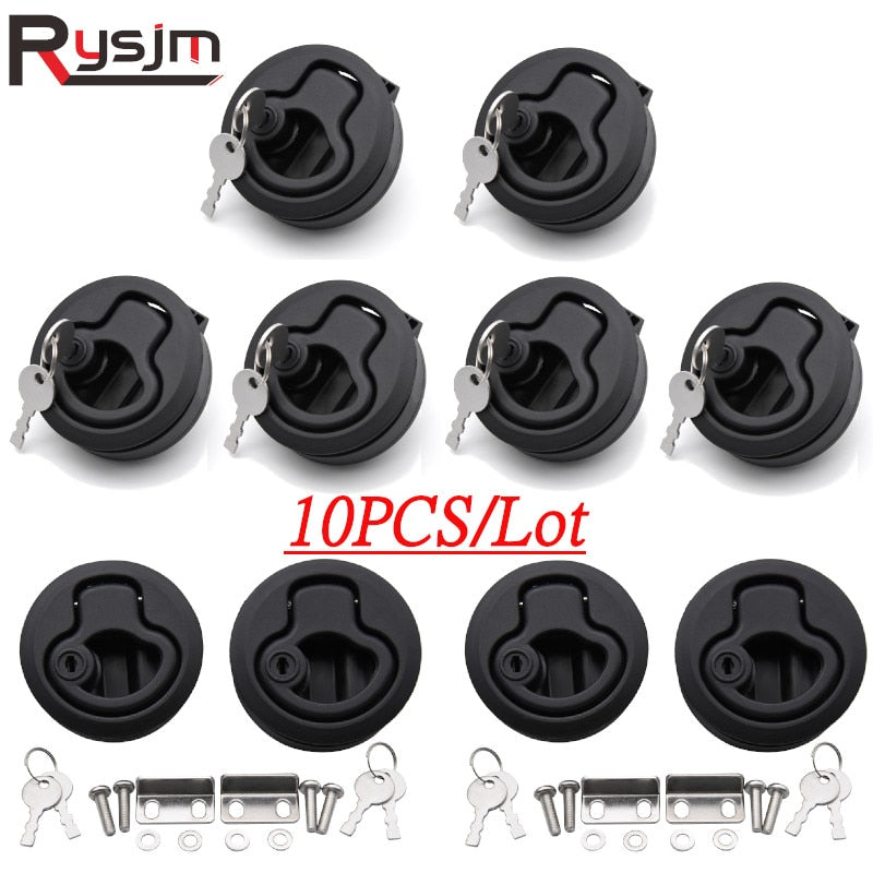 Boat Accessories Marine 10PCS Black Round Flush Mount Hatch Slam Latch Hatch 2inch With Keys For boats RV Yacht - KiwisLove