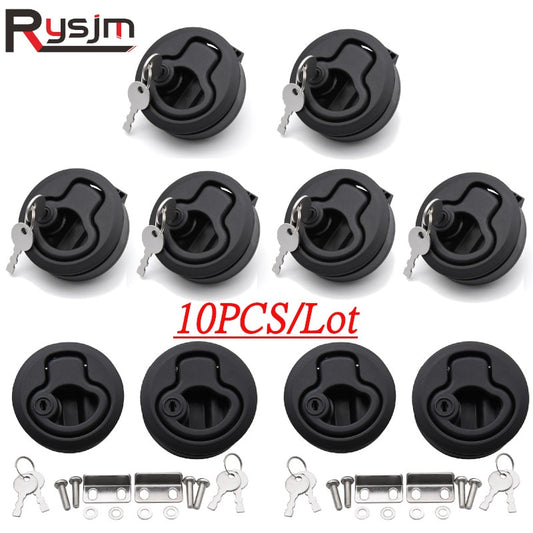 Boat Accessories Marine 10PCS Black Round Flush Mount Hatch Slam Latch Hatch 2inch With Keys For boats RV Yacht - KiwisLove