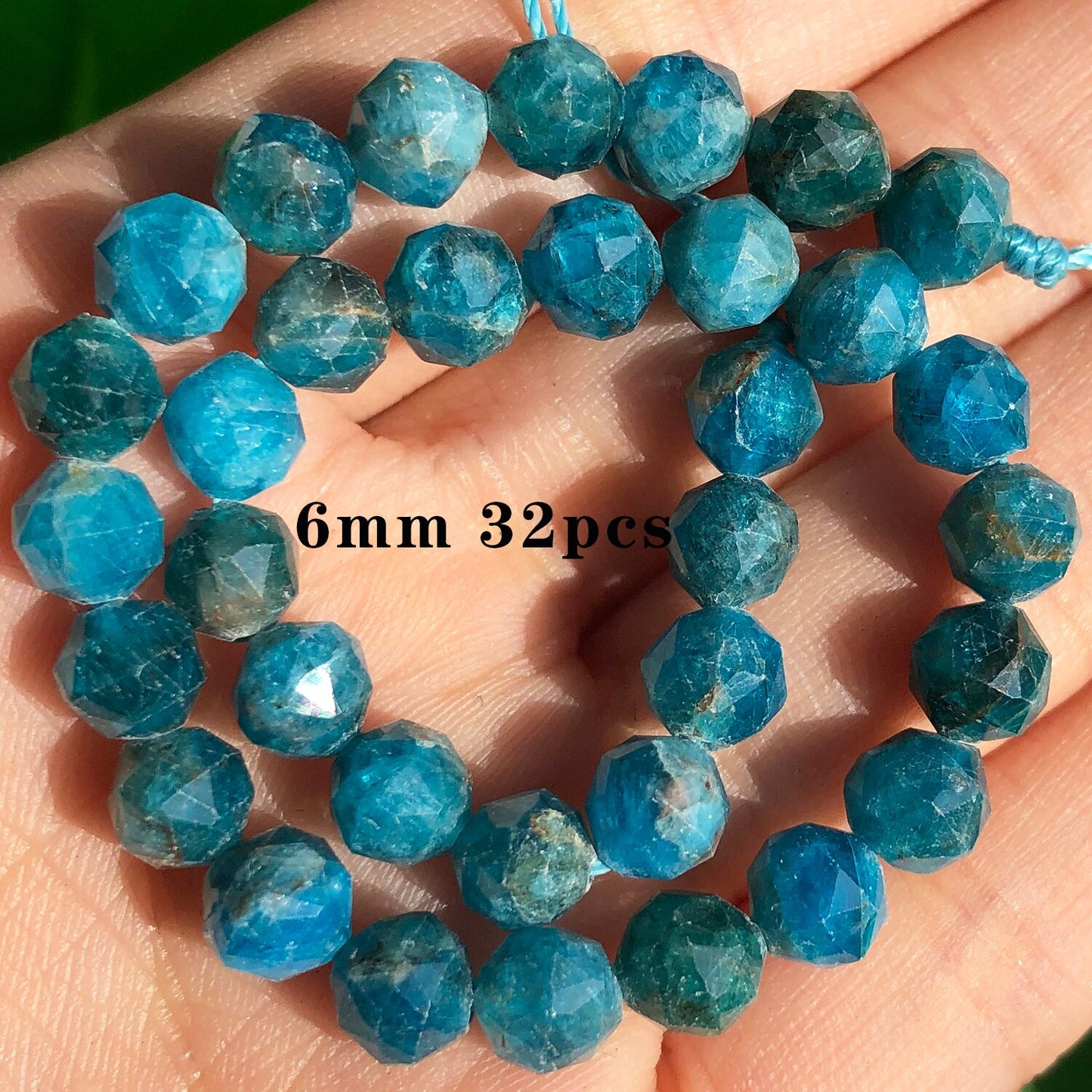 Natural Stone Blue Apatite Gem Beads Round Irregular Faceted Rondelle Loose Beads For Jewelry Making Diy Bracelets Accessories - KiwisLove