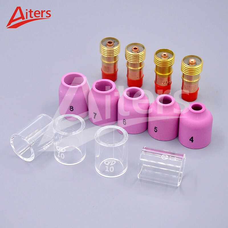 TIG Welding Torch 40PCS For WP-17/18/26 Stubby Gas Lens and Pyrex Glass Cup Collet and Alumina  Nozzle Welding Accessories - KiwisLove