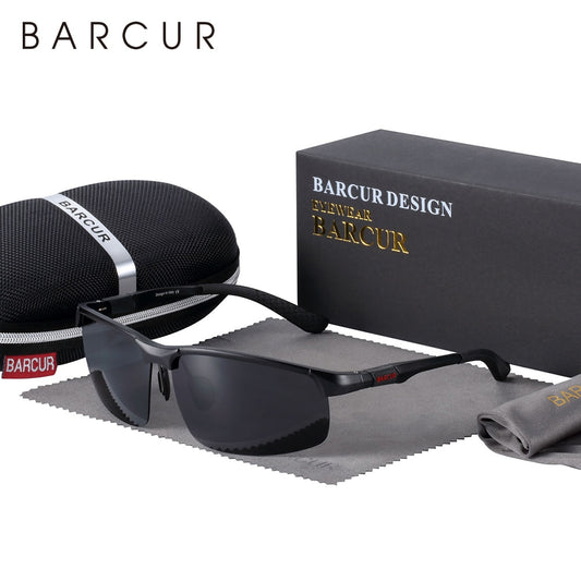 BARCUR Sports Aluminium Sunglasses Men Polarized Man Sunglasses Brand Driving Eyewear - KiwisLove