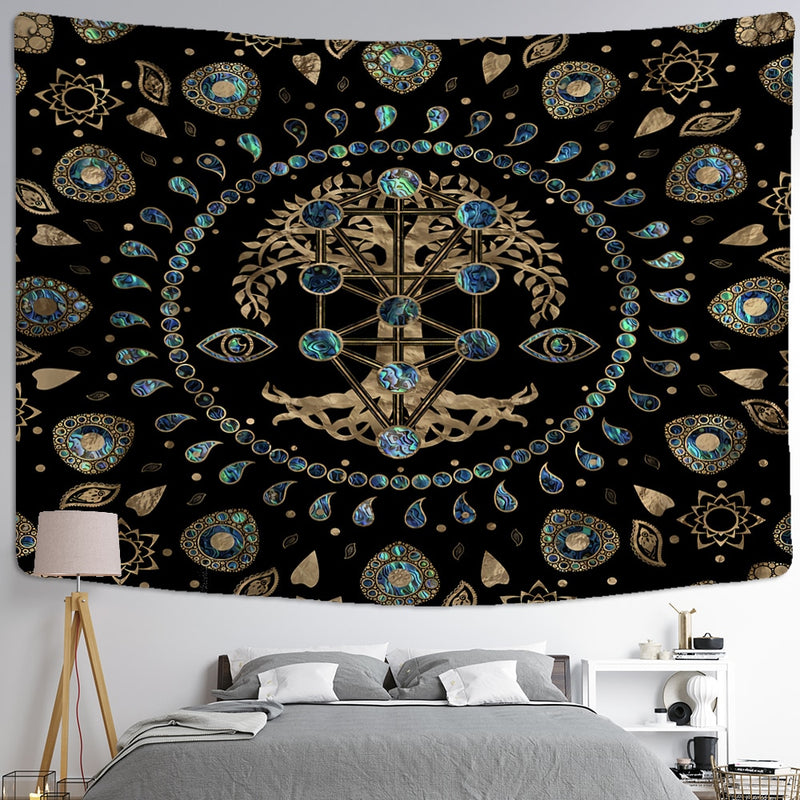 Tree of Life Art Tapestry Wall Hanging Bohemian Yoga Mat Large Size Sheets Psychedelic Witchcraft Hippie Home Decor - KiwisLove