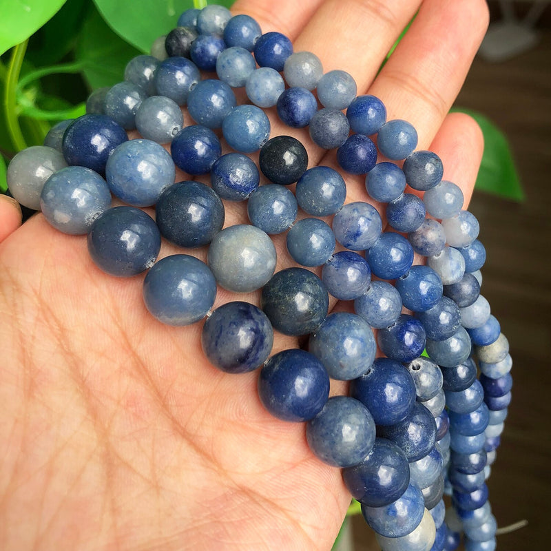 Natural Stone Blue Aventurine Loose Round Beads for Jewelry Making 6 8 10mm Jades Spacer Beads DIY Bracelet Accessories 15&#39;&#39;