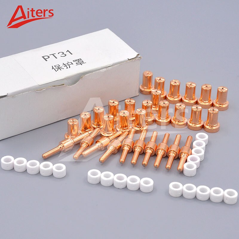 60PCS PT31 LG40 Air Plasma Cutting Torch Swirl Ring Ceramics Shield Nozzle and Nozzle Electrode CUT40A Accessories - KiwisLove