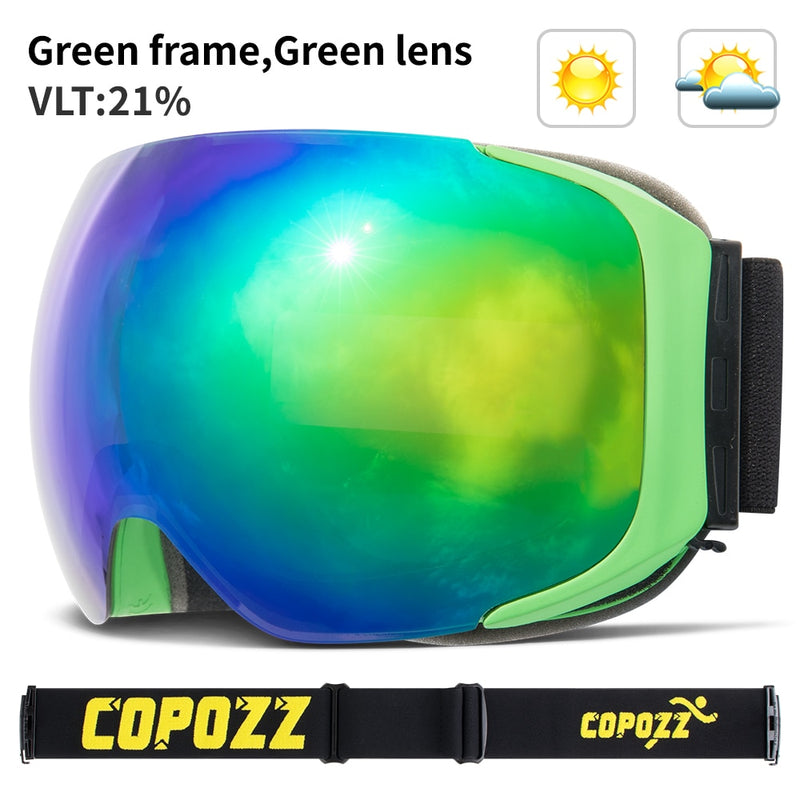 COPOZZ Magnetic Ski Goggles with Quick-Change Lens and Case Set 100% UV400 Protection Anti-fog Snowboard Goggles for Men &amp; Women - KiwisLove