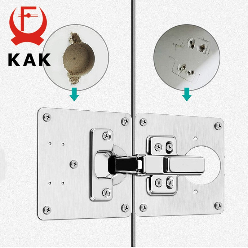 KAK Stainless Steel Cabinet Hinge Repair Plate 1-8 Pack Door Hinge Mounted Plate with Screws Furniture Hardware Accessories - KiwisLove