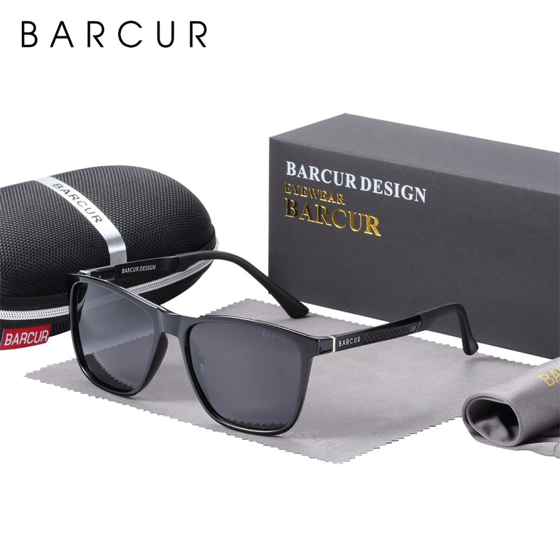 BARCUR Aluminium Magnesium Sun Glasses for Men TR90 Square Sunglasses Women Polarized Oculos De Sol Feminino - KiwisLove