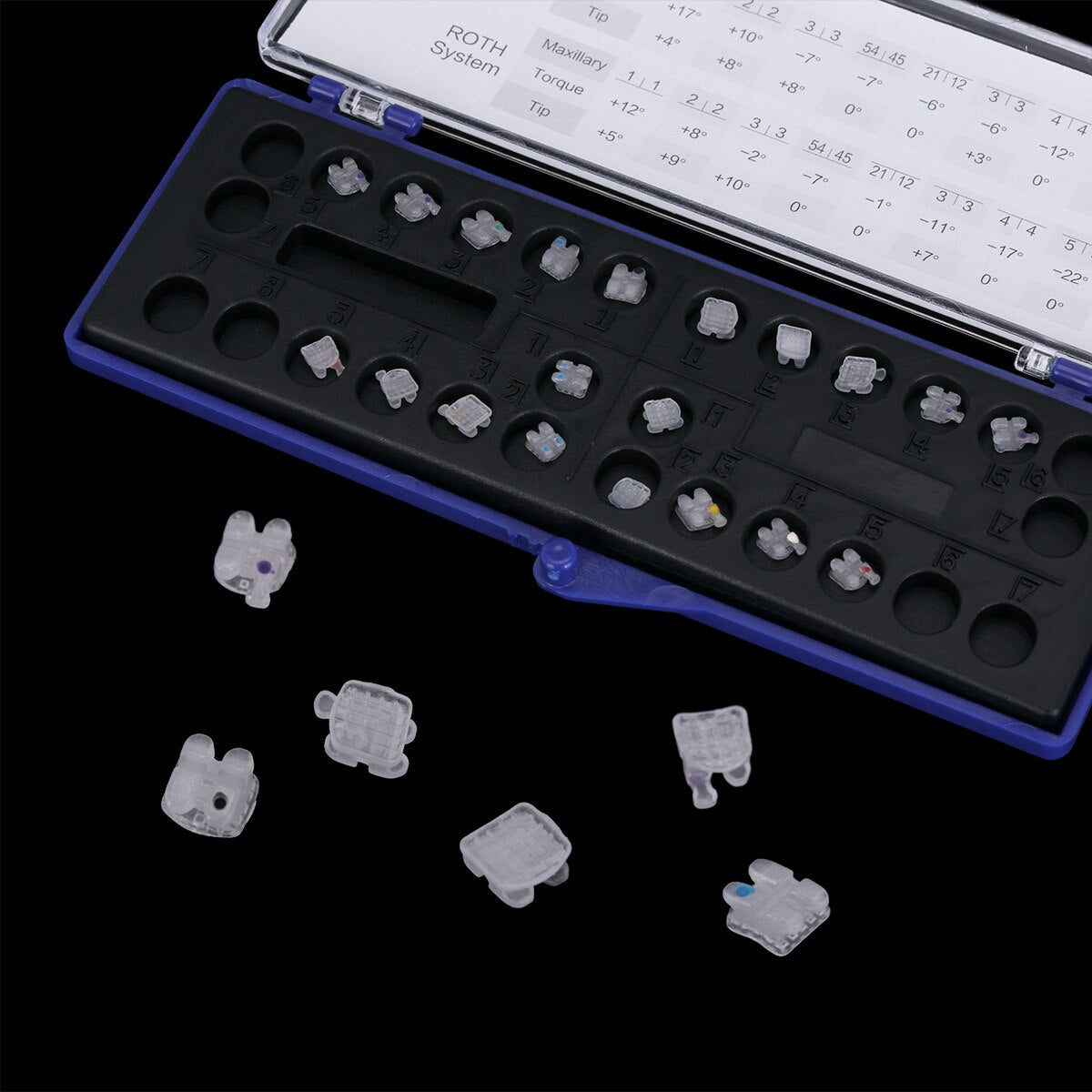 AZDENT Dental Orthodontic Ceramic Brackets Braces Mesh Base MBT/Roth 022/018 345 Hooks - KiwisLove