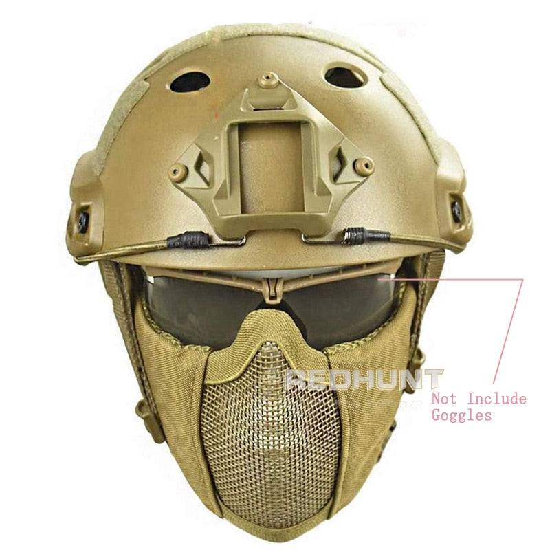 Tactical Helmet Mask Cs Airsoft Paintball Army War Game Motorcycle Hunting Solid Color Fast Helmet - KiwisLove