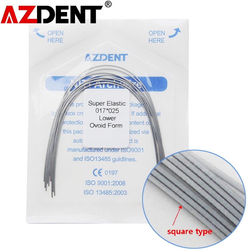 10Pcs/Pack Azdent Super Elastic NITI Arch Wire Square Type Dental Orthodontics Archwire  Oval/ Natural - KiwisLove