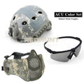 Tactical PJ Fast Helmet Hunting Paintball Half Face Mask Army War Game Motorcycle Helmet with UV Protection Glasses - KiwisLove