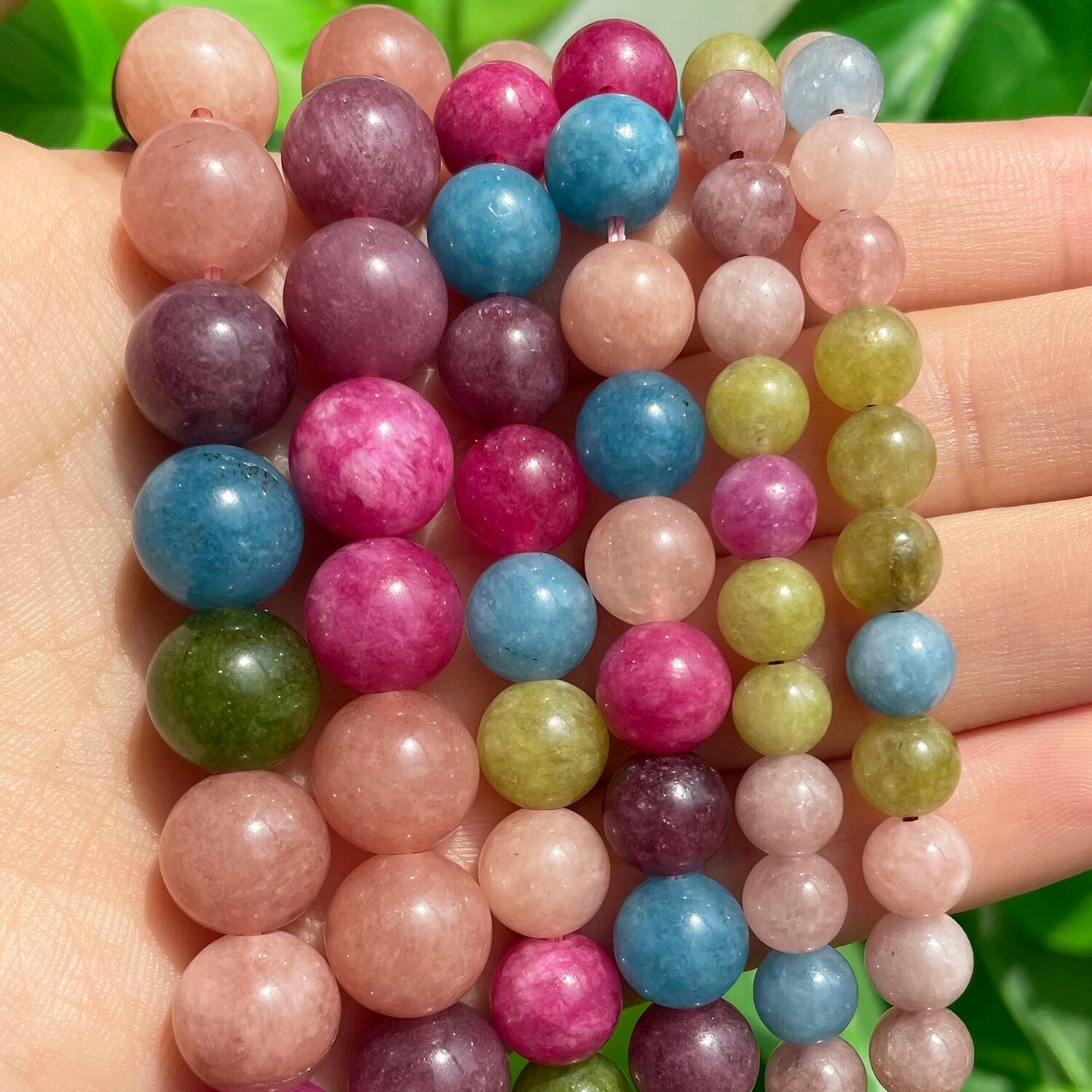 6 8 10mm Colorful Tourmaline Jades Loose Stone Beads Smooth Round Spacer Beads For Jewelry DIY Making Bracelet Accessories 15&#39;&#39; - KiwisLove