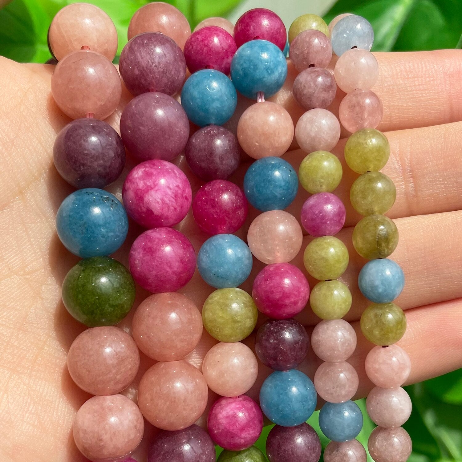 6 8 10mm Colorful Tourmaline Jades Loose Stone Beads Smooth Round Spacer Beads For Jewelry DIY Making Bracelet Accessories 15&#39;&#39; - KiwisLove