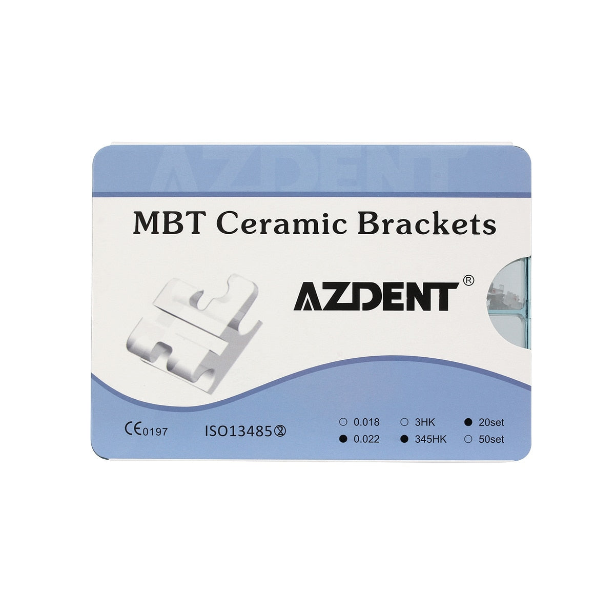 400pcs/Pack AZDENT Dental Orthodontic Ceramic Brackets 5*5 Roth/MBT .022 345 Hooks Mesh Base - KiwisLove