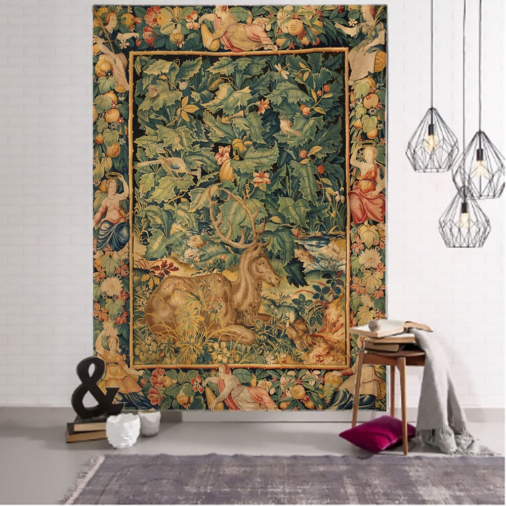 Abstract Floral Tapestry Pumpkin Lamp Night Sky Art Wall Hanging Living Room Bedroom Home Dormitory Decor - KiwisLove