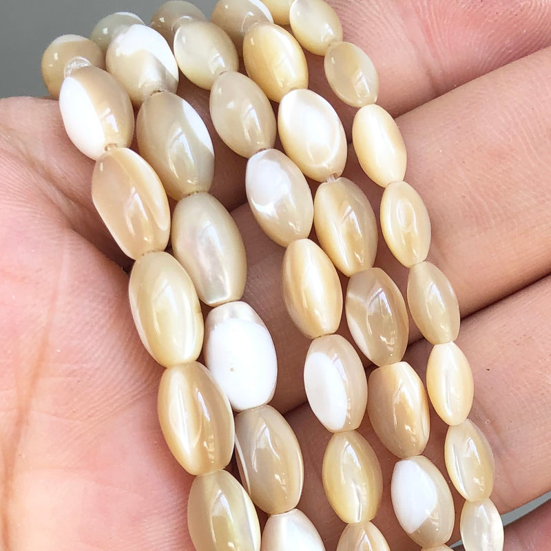 Natural Mother Of Pearl Mop Shell Beads Rice Shape Loose Spacer Beads for Jewelry Making DIY Bracelet Ear Studs Accessories - KiwisLove