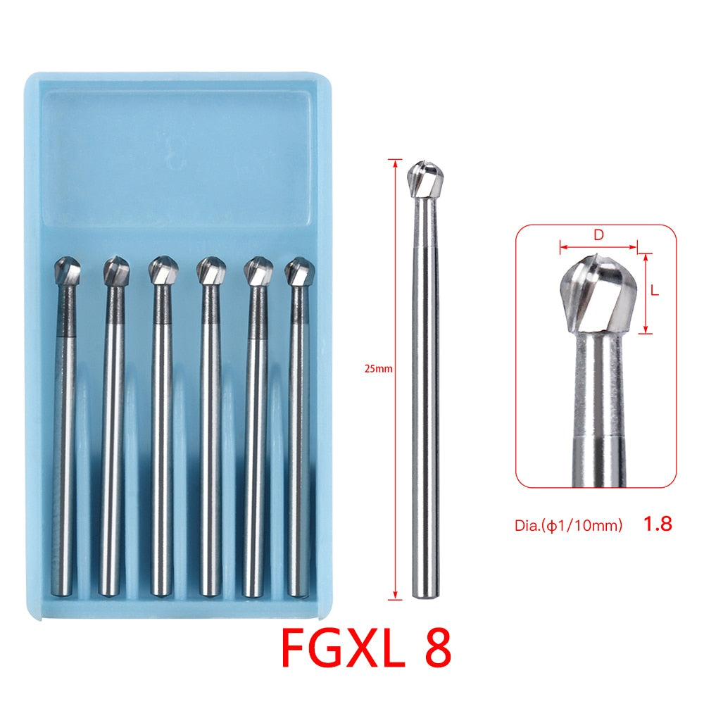 6pcs/Pack 25mm FGXL4 /6 /8 Dental Drills Surgical  Finishing Burs  High Speed Tungsten Carbide Burs - KiwisLove