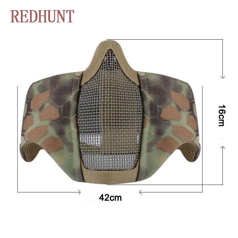 Tactical Half Face Mask Breathable Low-carbon Steel Mesh with Ear Protective for CS Hunting Paintball Shooting Protective - KiwisLove