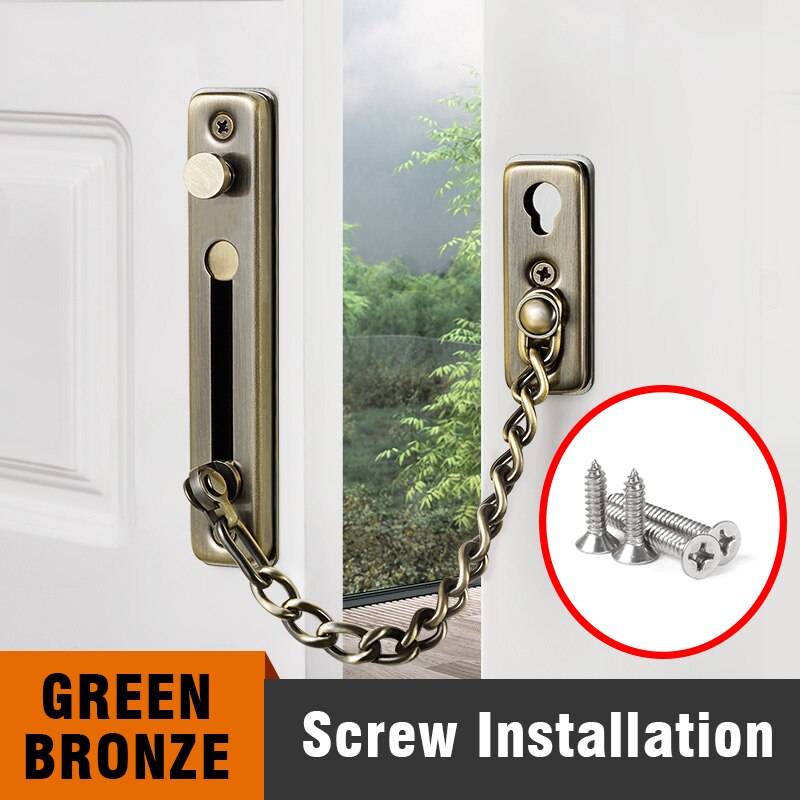 KAK 304 Stainless Steel Security Door Chain Lock Anti-theft Door Chain Door Latch Nail Free Glue Thicken Door Lock Hardware - KiwisLove