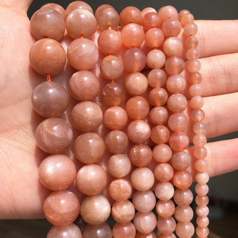 Natural Sunstone Minerals Stone Beads Round Loose Gem Spacer Beads for Jewelry Making DIY Bracelets Necklace 15&#39;&#39; 4 6 8 10 12mm