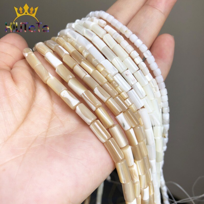 Natural  Trochus Top Shell Stone Beads Cylinder Shape Loose Bead For Jewelry DIY Making Bracelet Earring 15&quot; 3.5*3.5/4*8/5*10mm - KiwisLove